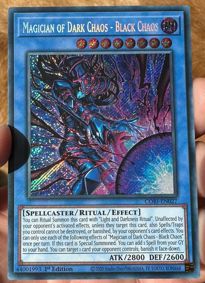 Yu-Gi-Oh! Magician of Dark Chaos - Black Chaos CORI 1st Mint, Ophalen of Verzenden, Zo goed als nieuw, Losse kaart, Foil