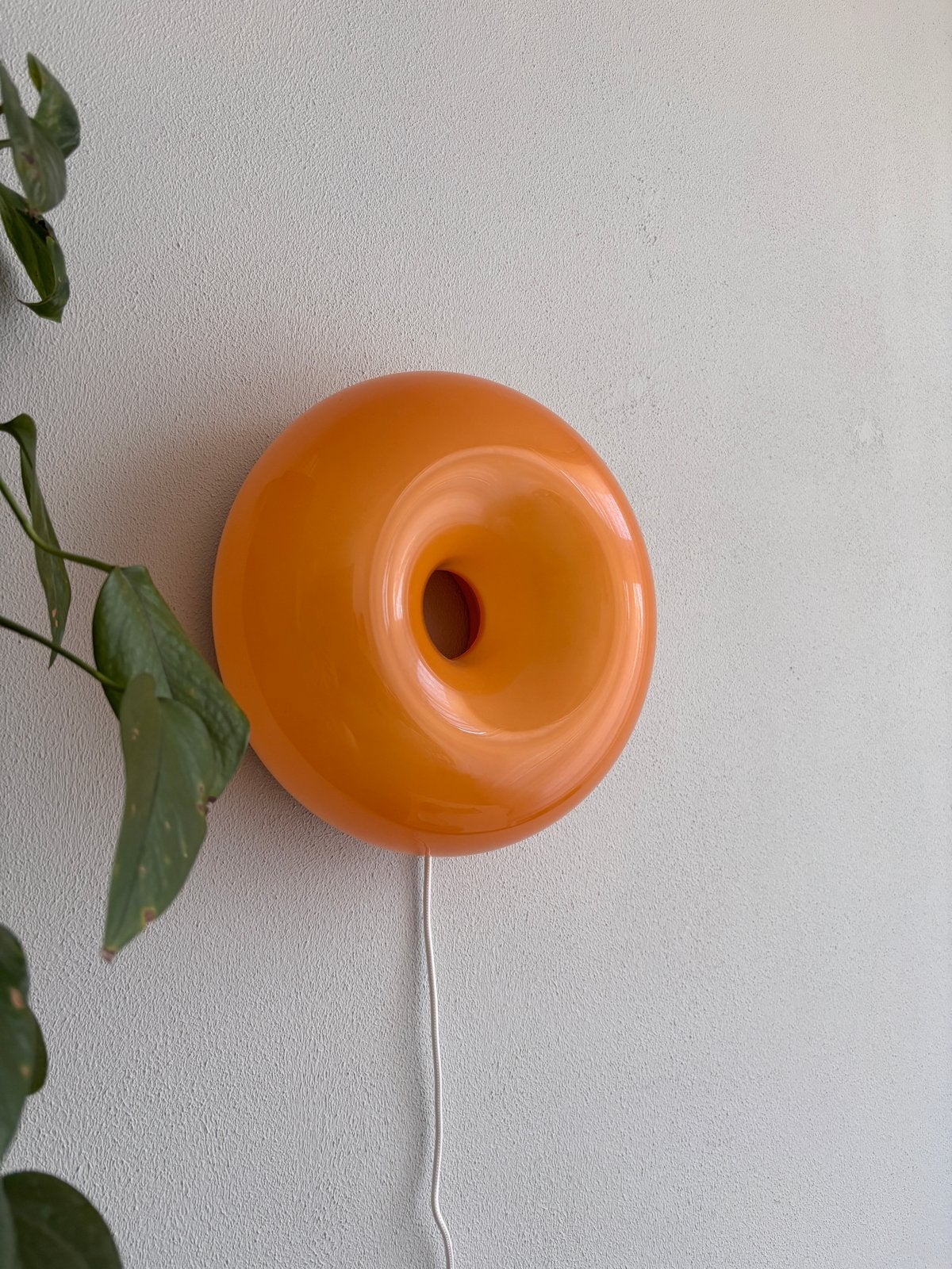 IKEA VARMBLIXT LED-lamp, oranje glas, rond, 30 cm, Ophalen, IKEA, Zo goed als nieuw, Glas