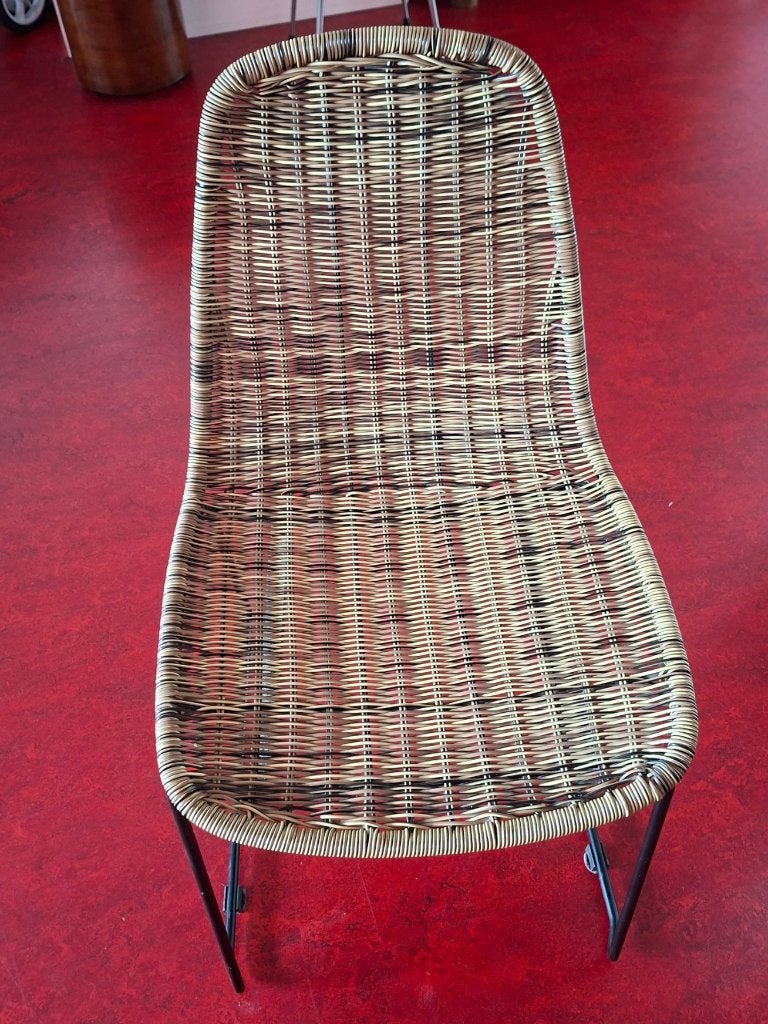 4 eetkamerstoelen met kunststof rotan kuipje, Ophalen, Kunststof, Overige kleuren, Zo goed als nieuw