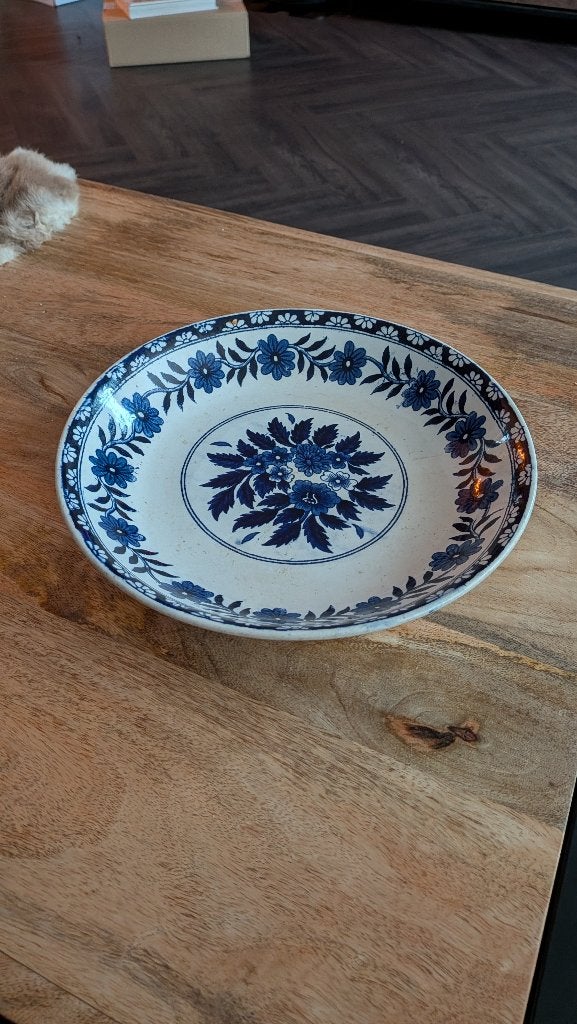 Antieke Société Céramique Maastricht 26,5 cm blauw wit, Antiek en Kunst, Ophalen of Verzenden