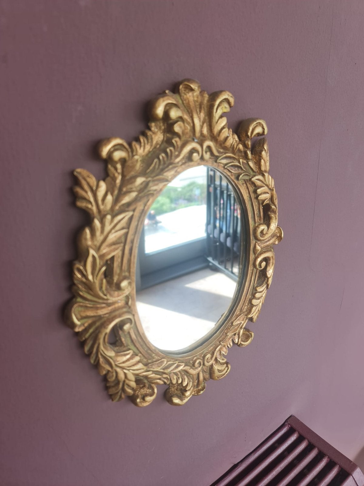 Sierlijke goudkleurige barok spiegel – vintage wandspiegel, Ophalen, Minder dan 50 cm