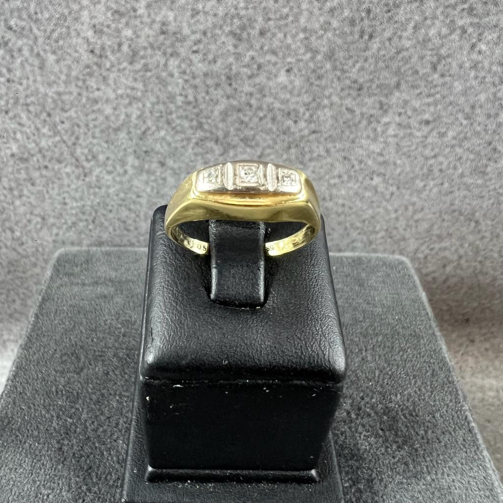 Gouden Ring | 14k* | 2,78g | bicolor 3xbiljant |m17 | 404766