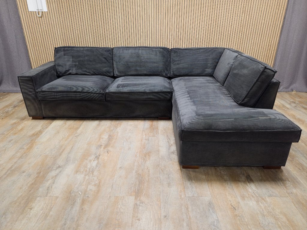 ZEER MOOI Antraciet Ribstof Hoekbank van WOOOD !!!, Info@banxtel.nl, Hoekbank, Hoekbank, Ophalen of Verzenden