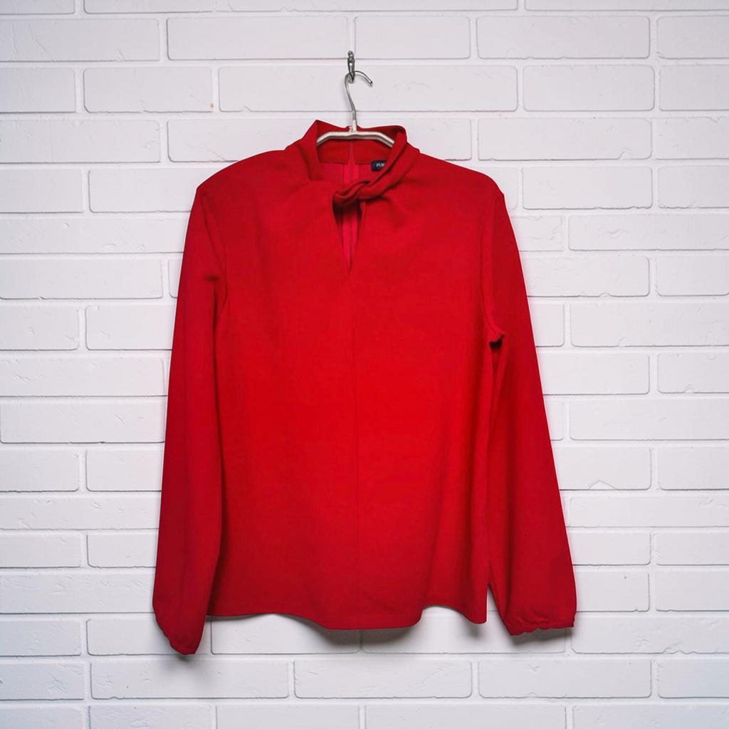 Purdey Blouse Maat L Rood Col Keyhole Front Hoge Nek Sjiek, P, P, Ophalen of Verzenden, Zo goed als nieuw