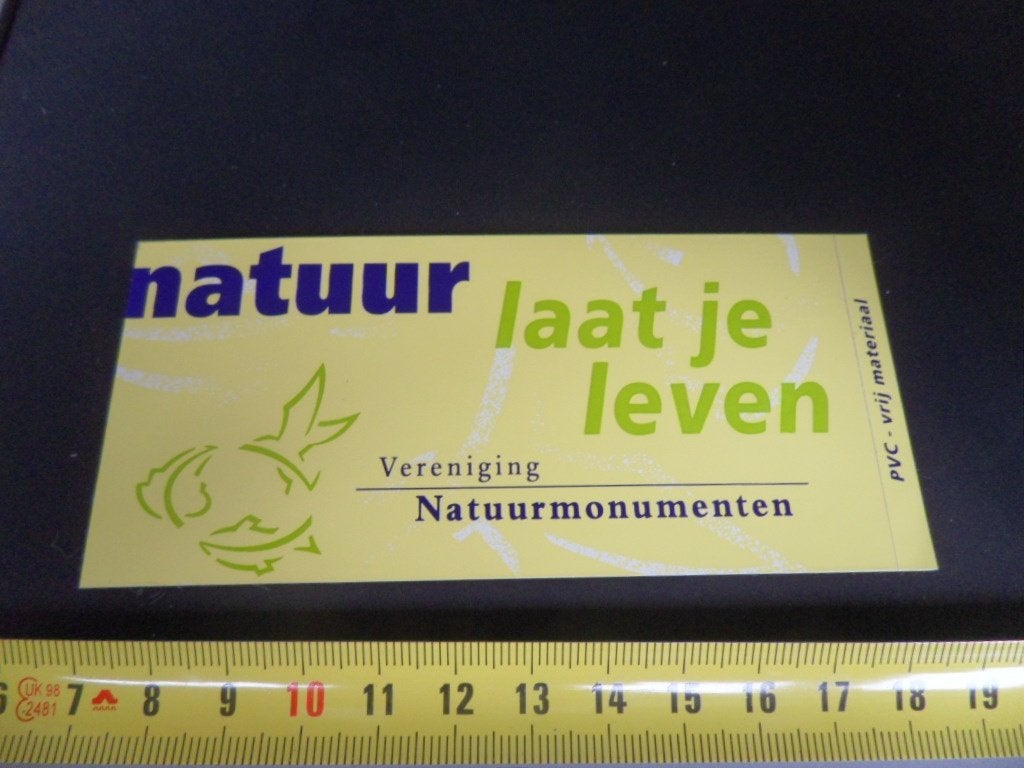 sticker Natuur laat je leven Vereniging natuurmonumenten, Verzamelen, Ophalen, Zo goed als nieuw