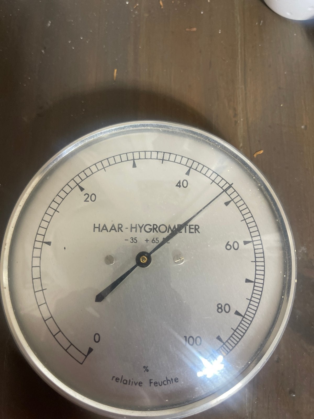 Haar-Hygrometer - Vintage Luchtvochtigheidsmeter, Gebruikt, Vintage, Ophalen of Verzenden, Zilver