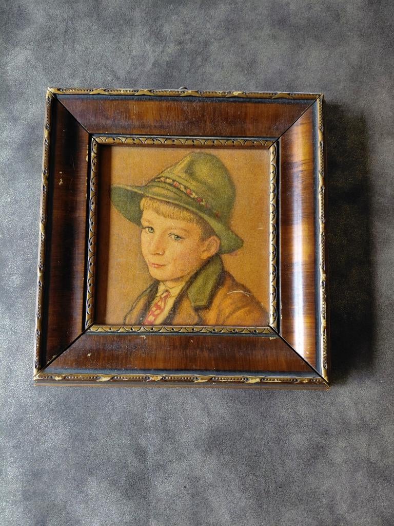 Afbeelding jongen met hoed, Antiek en Kunst, Kunst | Schilderijen | Klassiek, Ophalen of Verzenden
