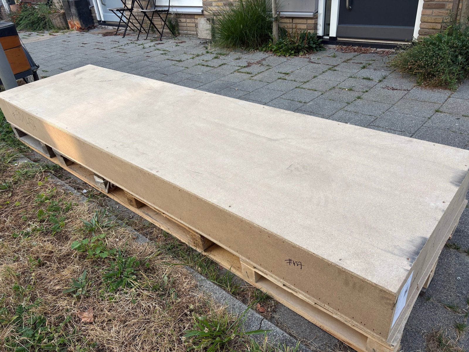 Grote houten kist op pallet voor opslag of transport, Ophalen, Gebruikt, 100 cm of meer, 60 cm of meer