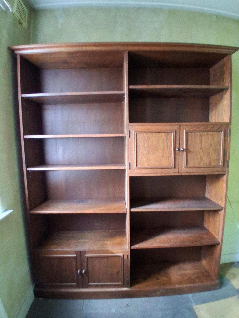 Massief eiken boekenkast, Ophalen, Met deur(en), 200 cm of meer, 150 tot 200 cm