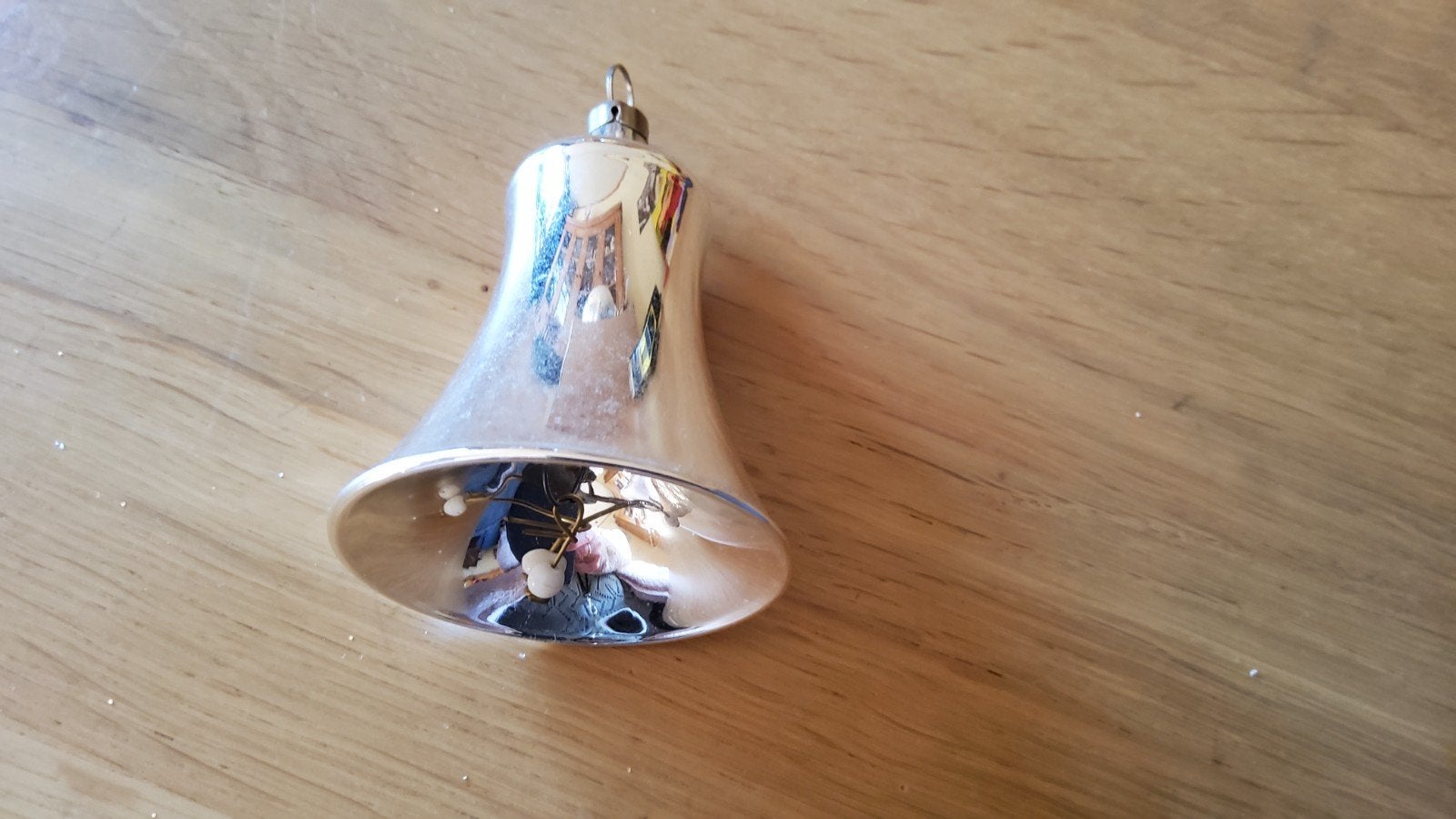 Vintage zilveren glazen kerstbal Bel kersthanger kerstklok., Ophalen of Verzenden