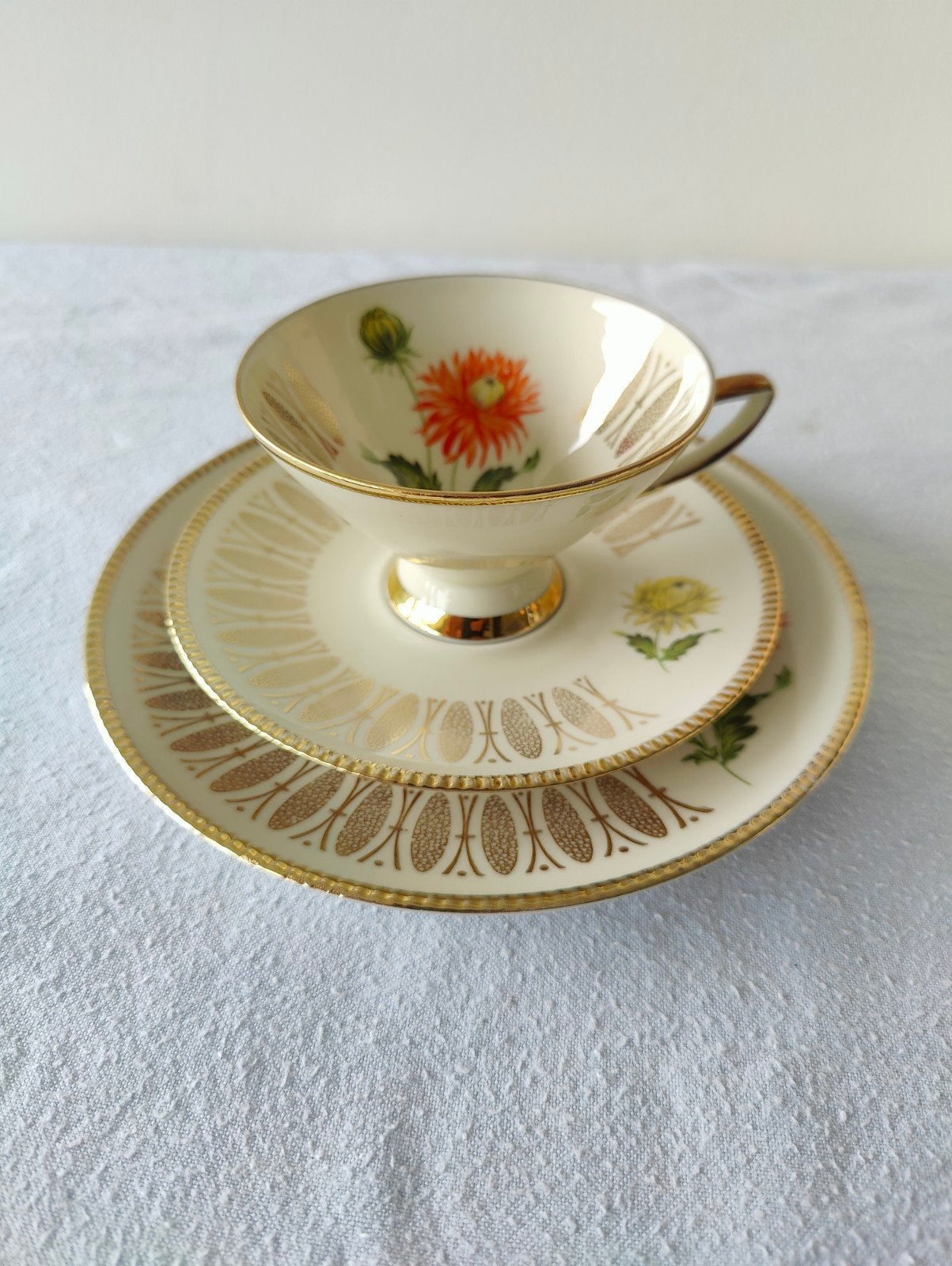 Vintage Winterling Roeslau Bavaria Theeservies Chrysant, Ophalen of Verzenden