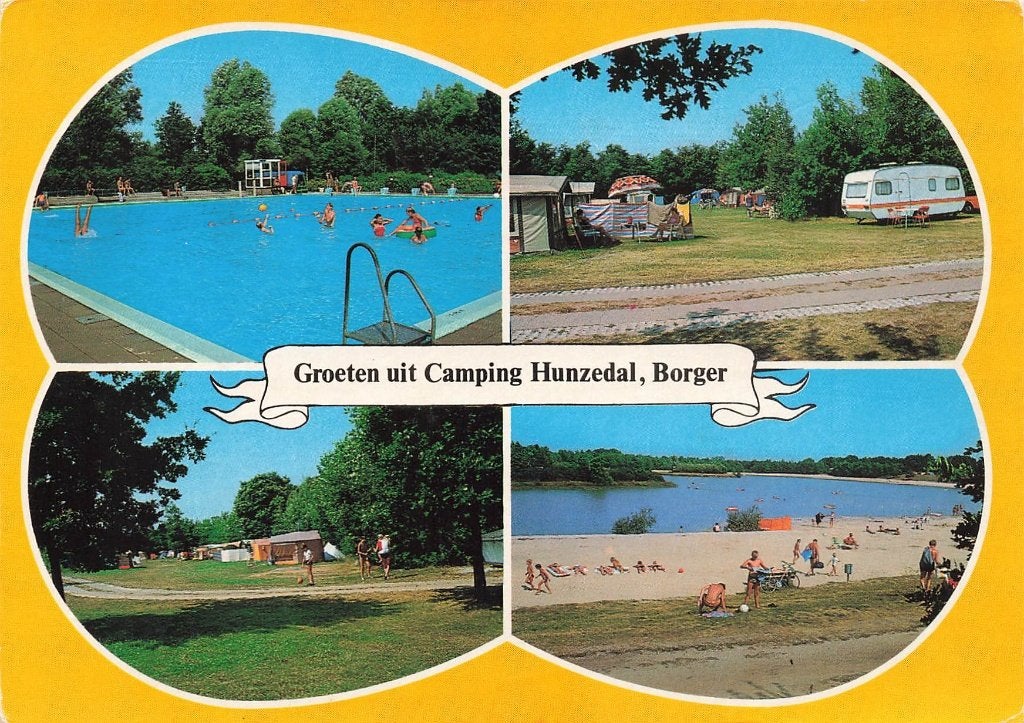 Groeten uit Camping Hunzedal, Borger, Ophalen of Verzenden, 1980 tot heden, Gelopen, Drenthe