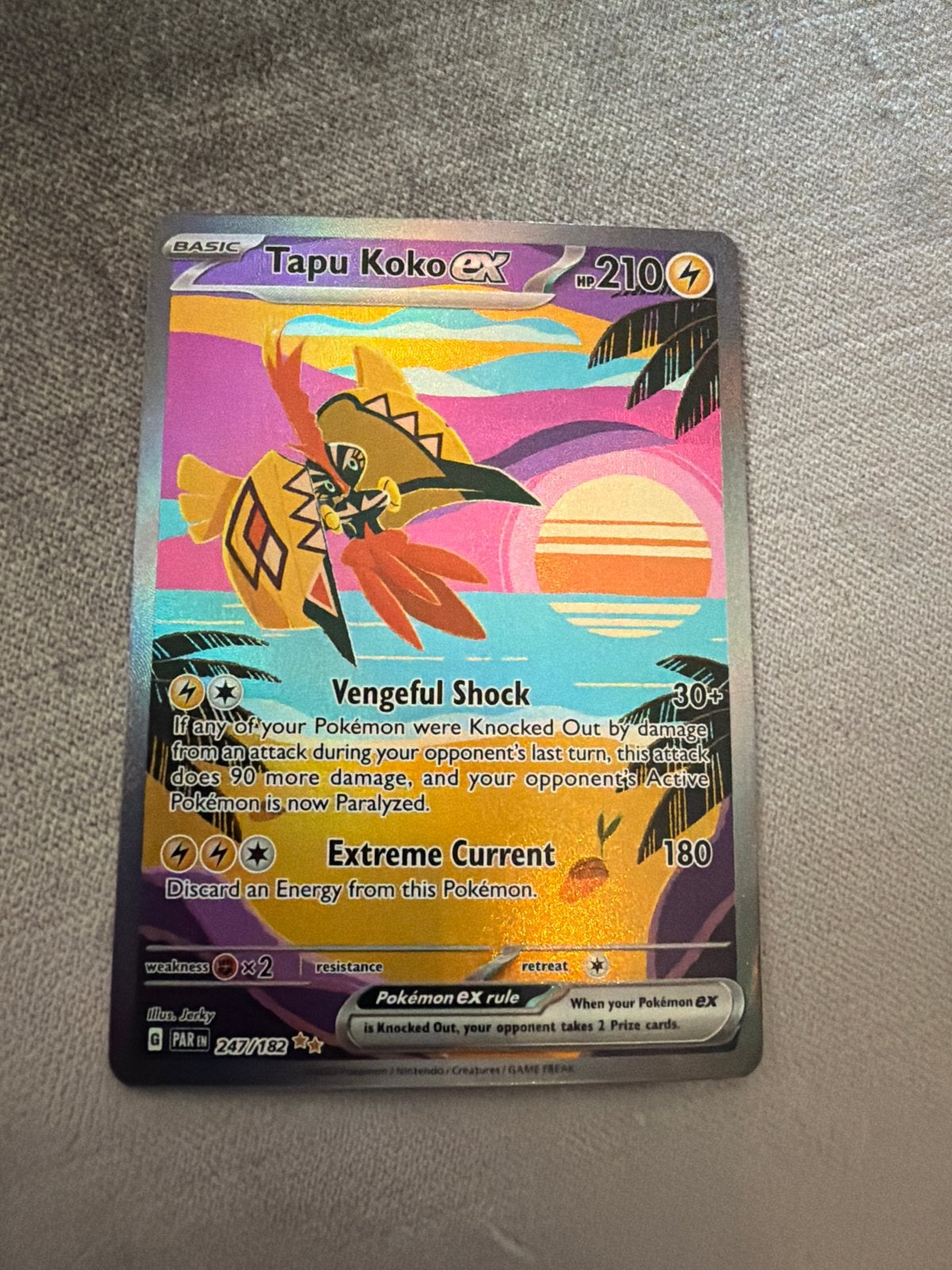 Tapu Koko EX Pokémon Kaart - Full Art, Ophalen, Zo goed als nieuw, Losse kaart, Foil