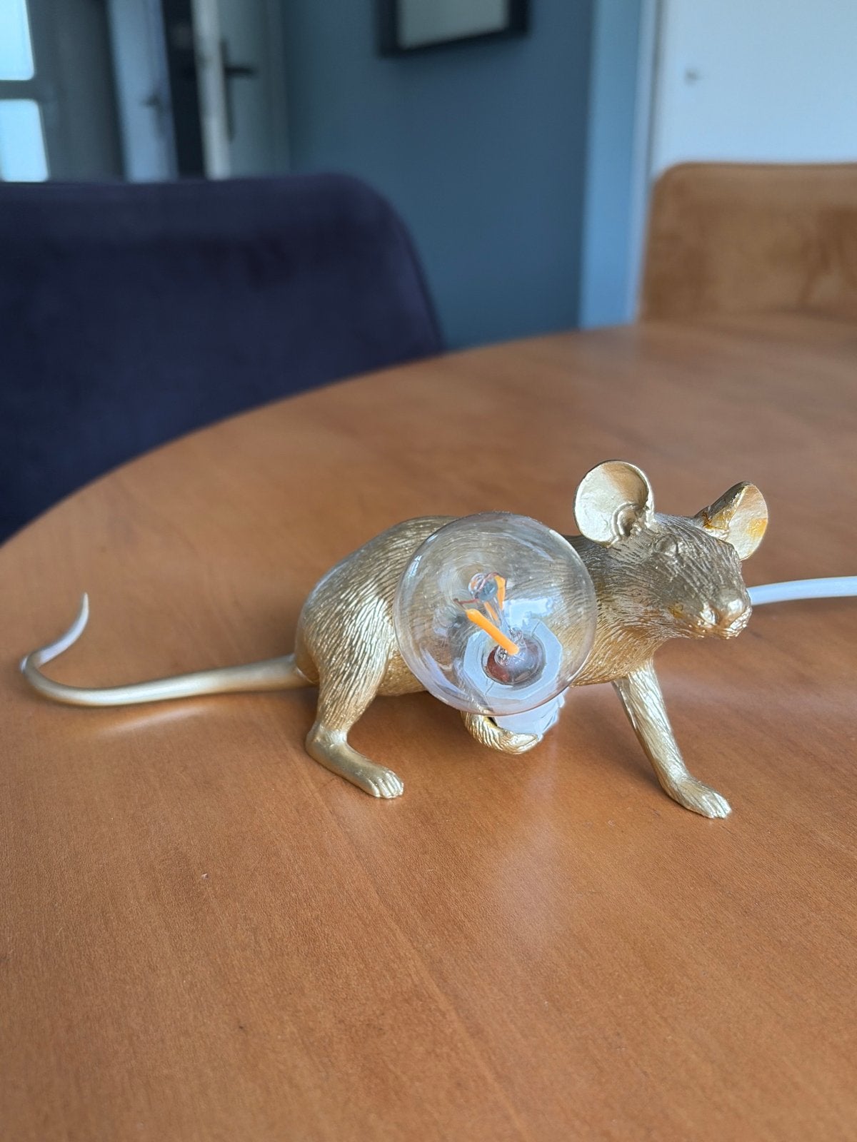 Uniek Design Lampje - Gouden Muis met LED-lamp, Overige merken, Kunststof, Overige fittingen, Ophalen of Verzenden