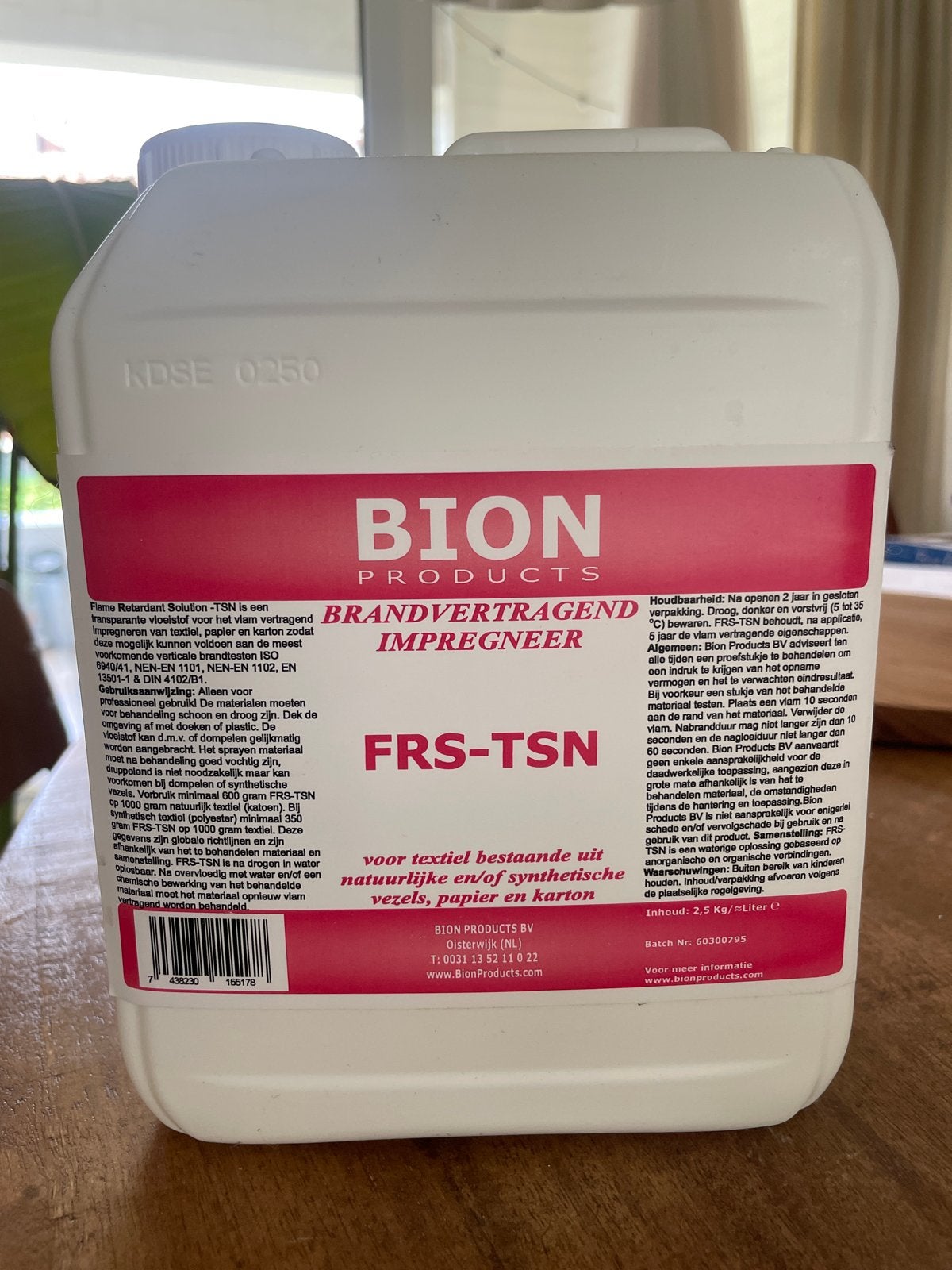 BION FRS-TSN Brandvertragend Impregneermiddel, Minder dan 5 liter, Ophalen of Verzenden, Nieuw, Wit