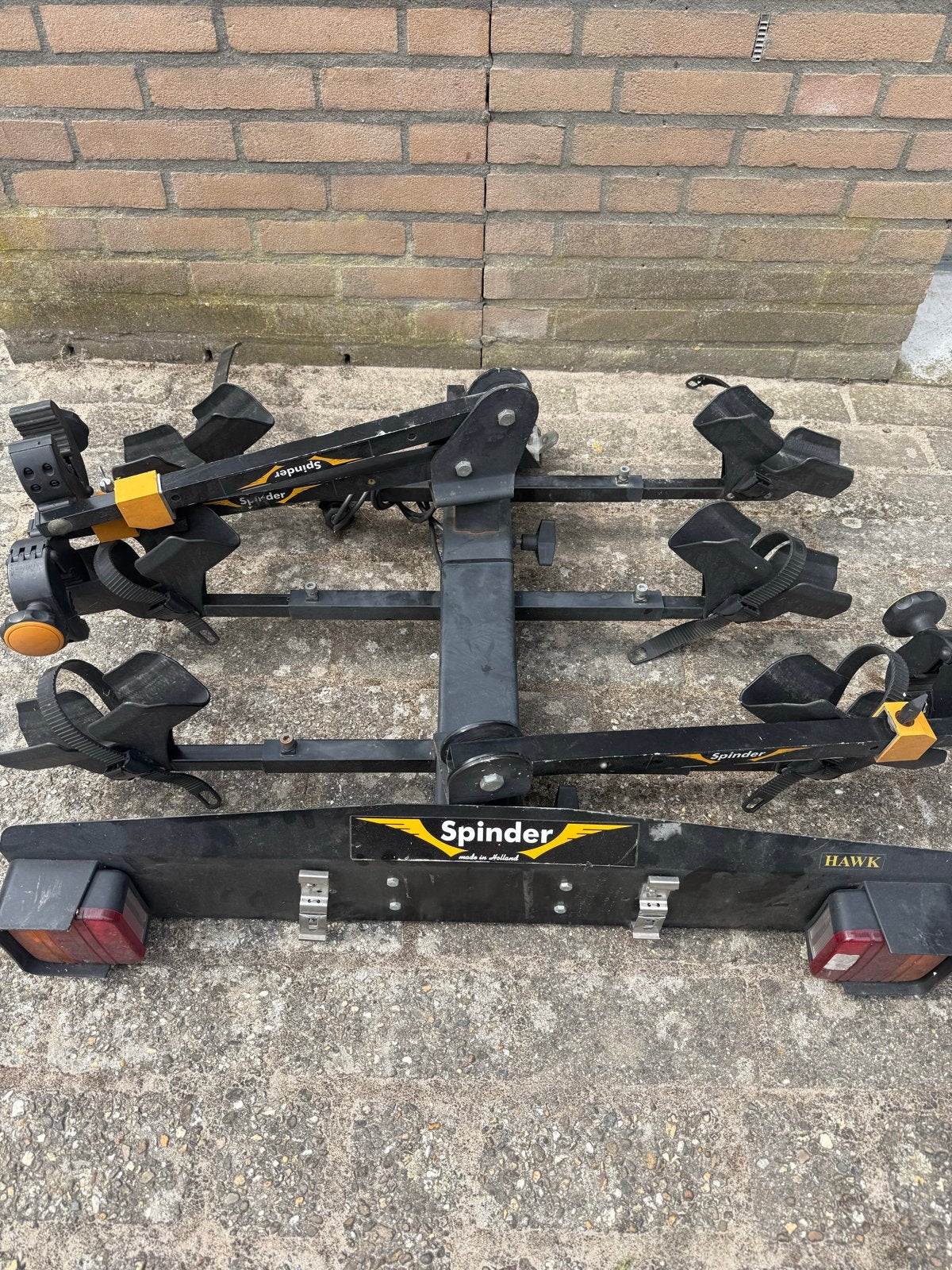 Spinder Hawk trekhaak fietsendrager voor 3fietsen, Ophalen of Verzenden, 2 fietsen, Gebruikt, Trekhaakdrager