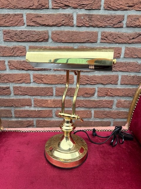 fraaie pianolamp/tafellamp, tijdloos model, Huis en Inrichting, Goud, Met kap, Ophalen of Verzenden, Zo goed als nieuw