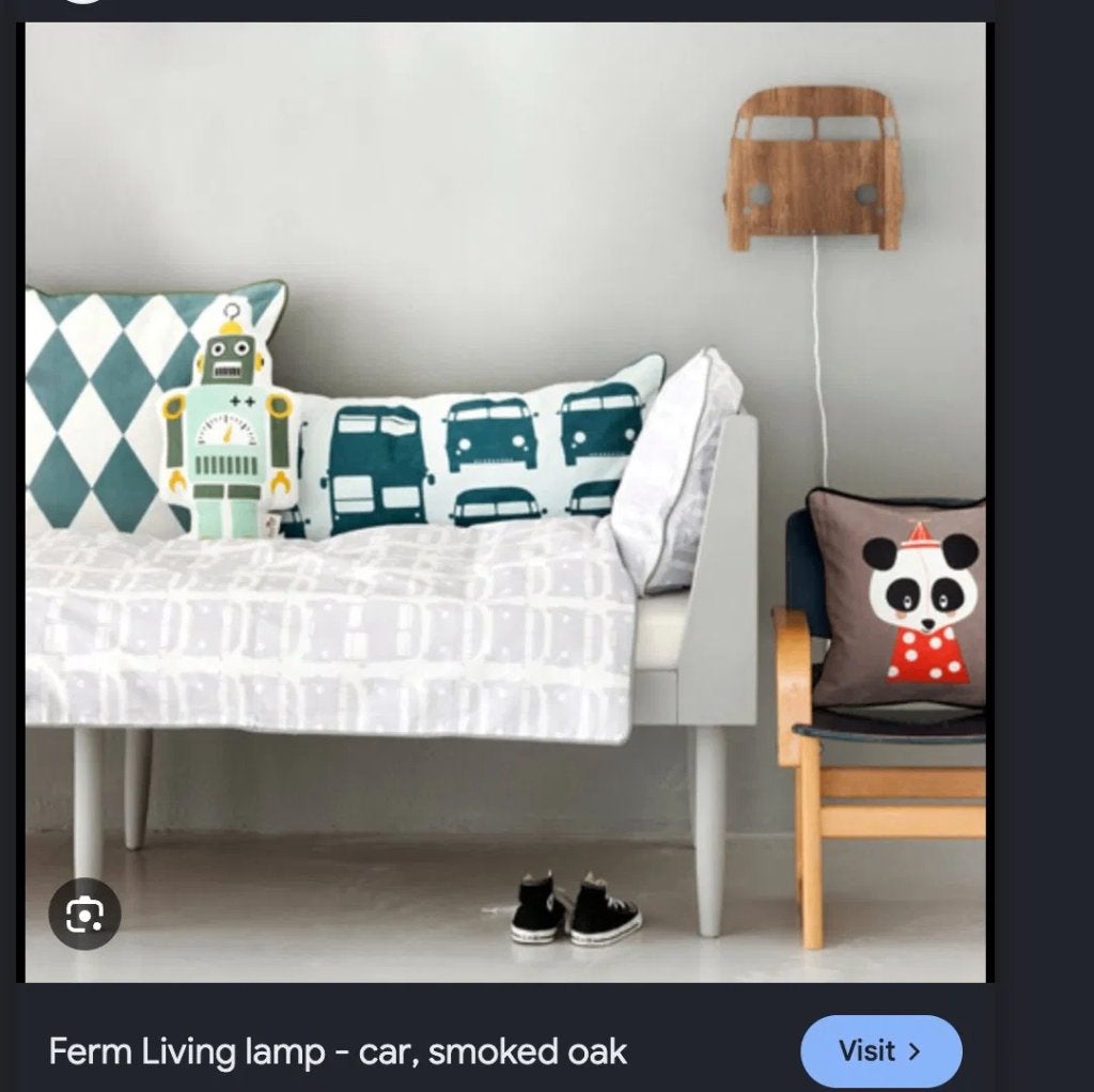 Ferm Living wandlamp kinderkamer – busje, eiken hout | €20, Ophalen, Lamp