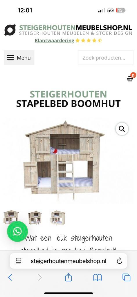 Steigerhouten stapelbed, Ophalen, Zo goed als nieuw
