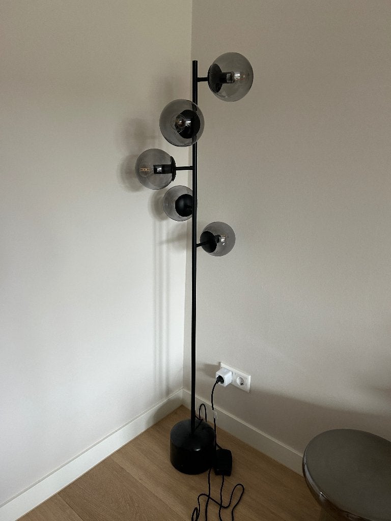 Staande lamp, Ophalen, E14 (klein), Zo goed als nieuw, Glas