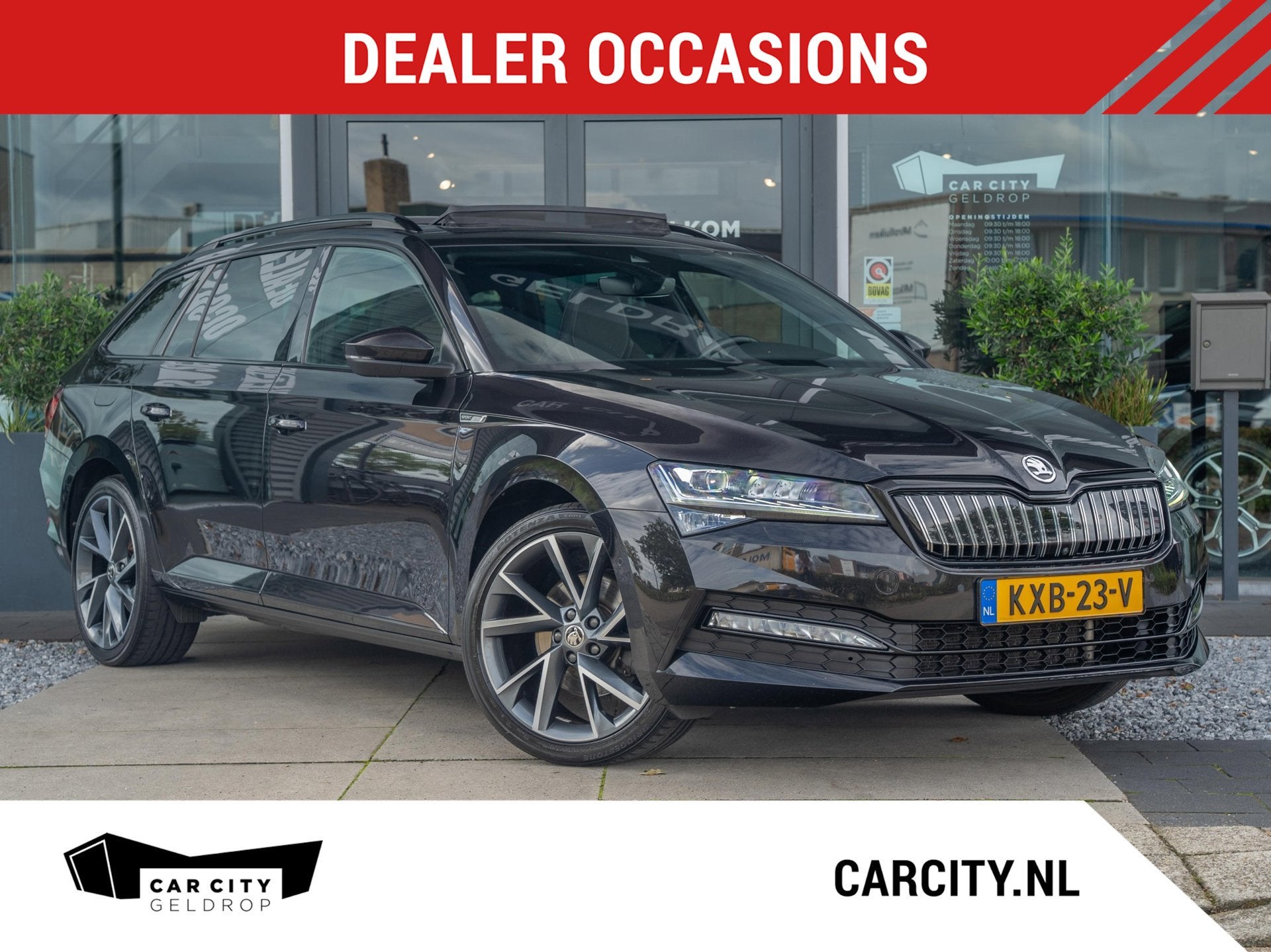 Skoda Superb Combi 1.4 TSI iV 218pk PHEV Sportline | Panoram, Auto's, Gebruikt, 4 cilinders, Met garantie (alle), Zwart