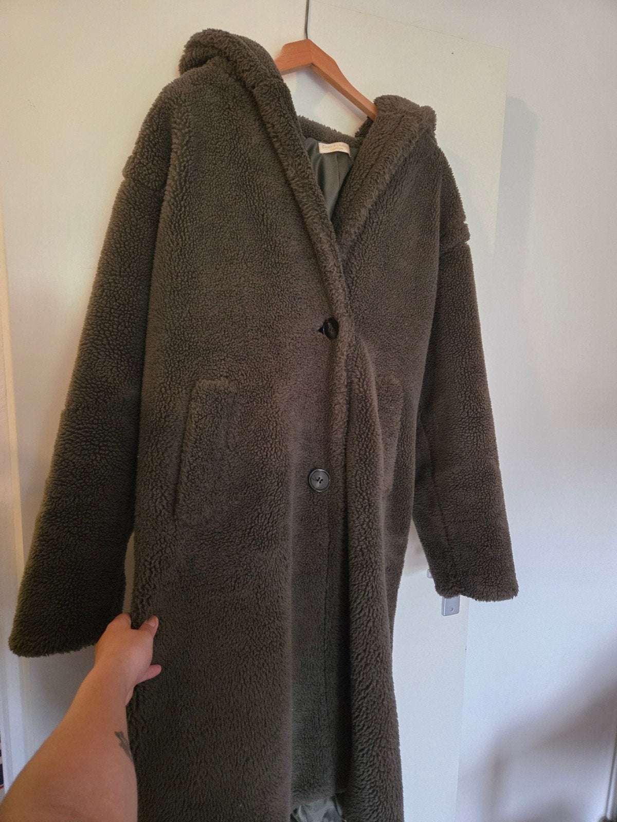 Legergroene teddy jas M/38, Ophalen, Zo goed als nieuw, Maat 38/40 (M), Groen