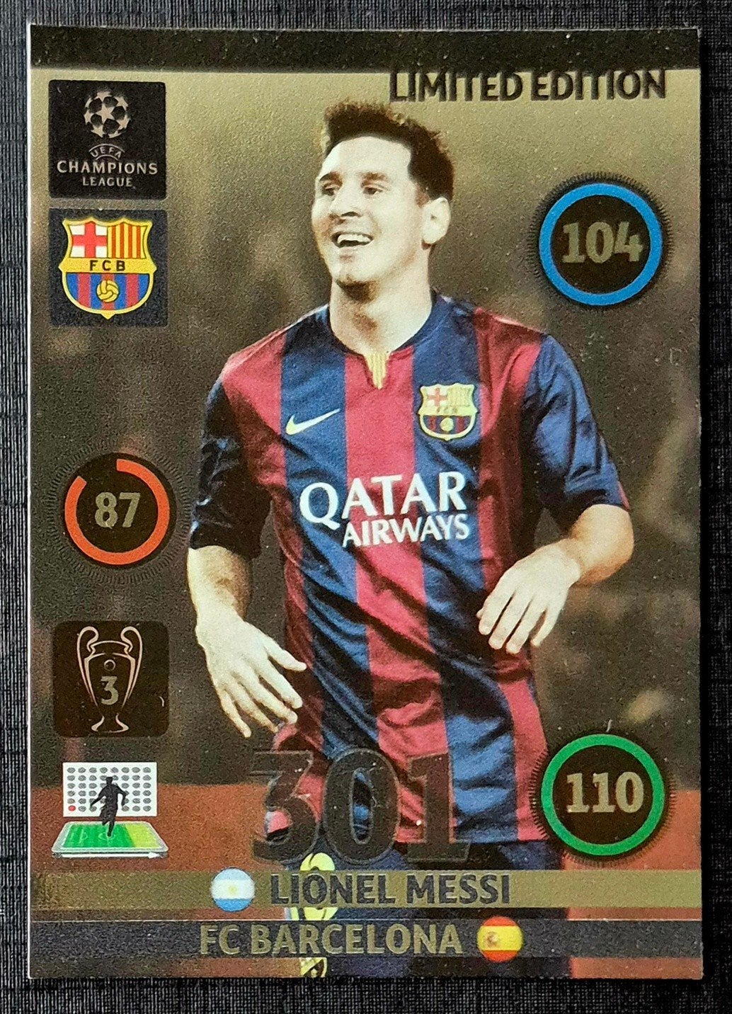 Panini Adrenalyn Limited Edition Lionel Messi - FC Barcelona, Ophalen of Verzenden, Zo goed als nieuw, Buitenlandse clubs, Poster, Plaatje of Sticker