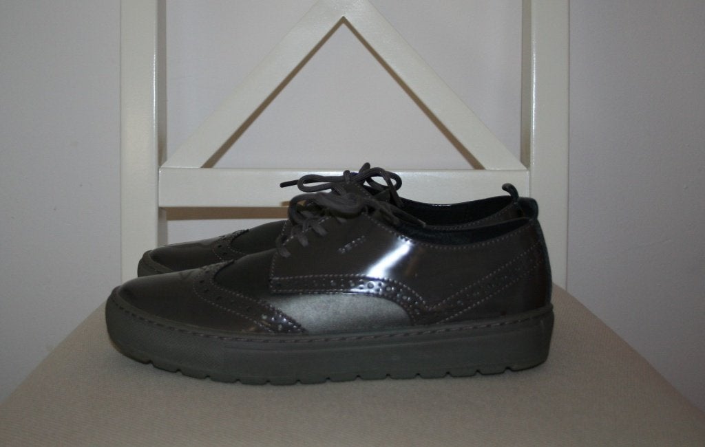 Geox grijs leren schoenen veterschoenen mt 38 comfort, Geox, Verzenden, Grijs, Sneakers of Gympen