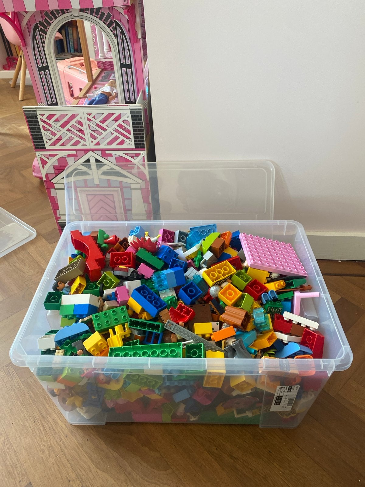 Grote bak Duplo: veel dieren, poppetjes, circus, dierentuin, Ophalen, Gebruikt, Overige thema's, Duplo