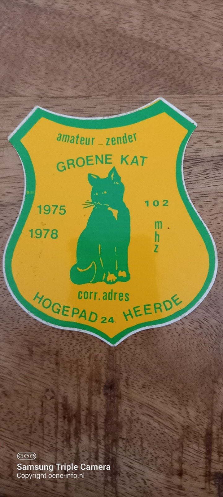Vintage sticker amateur zender GROENE KAT Heerde, Verzamelen, Ophalen of Verzenden, Zo goed als nieuw, Overige typen