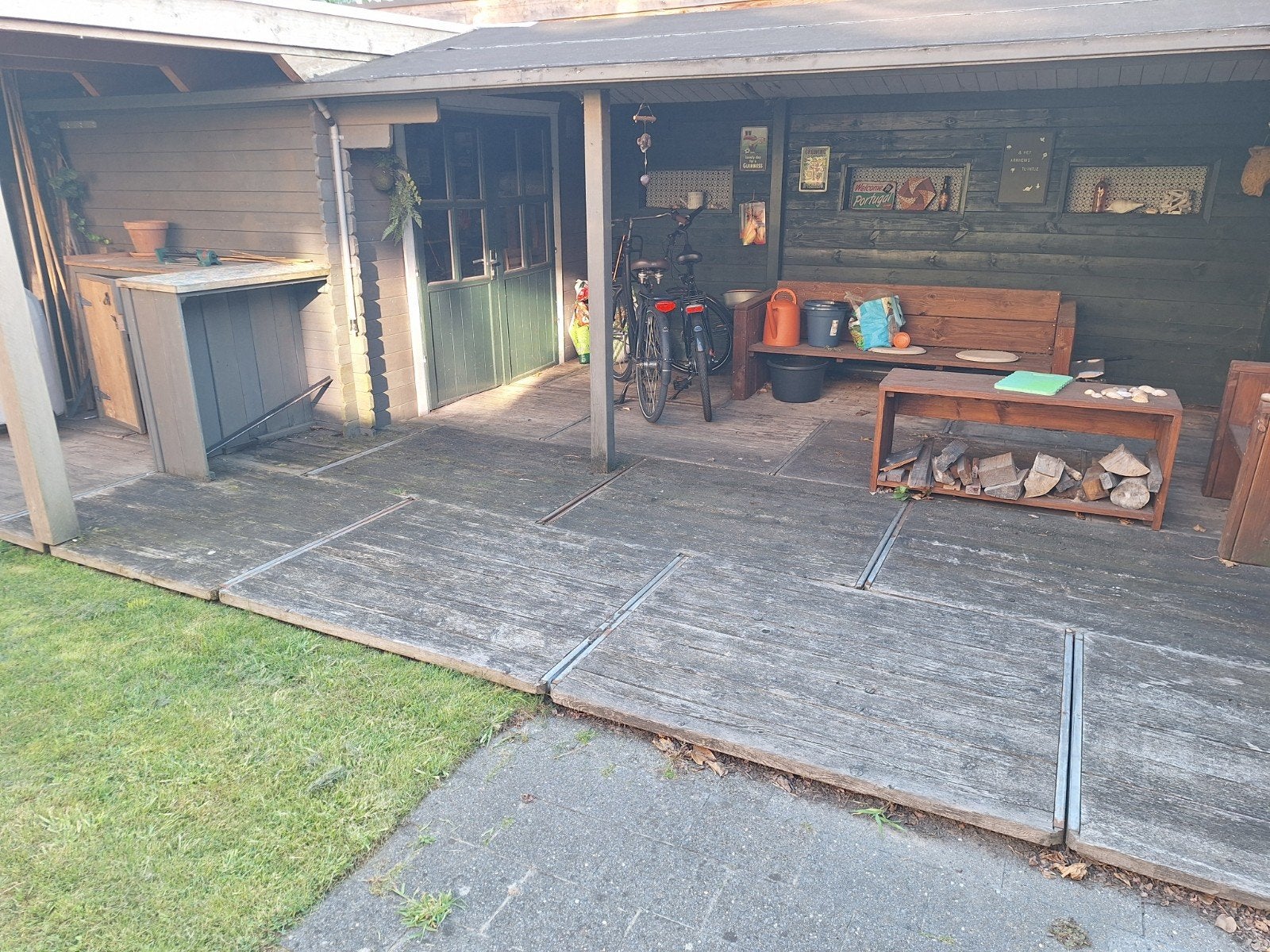 Steenschotten (hardhout) voor vlonder, Tuin en Terras, Overkappingen, Ophalen, Gebruikt