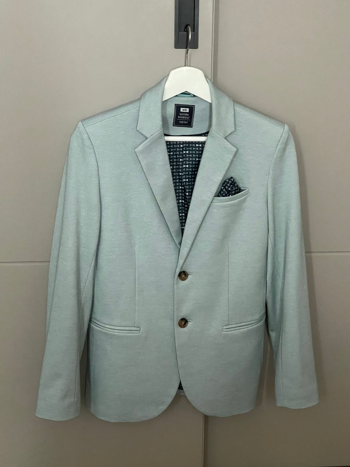 Jongens WE pak blazer en short maat 158 164 groen, Kleding | Dames, Ophalen, Zo goed als nieuw, Groen