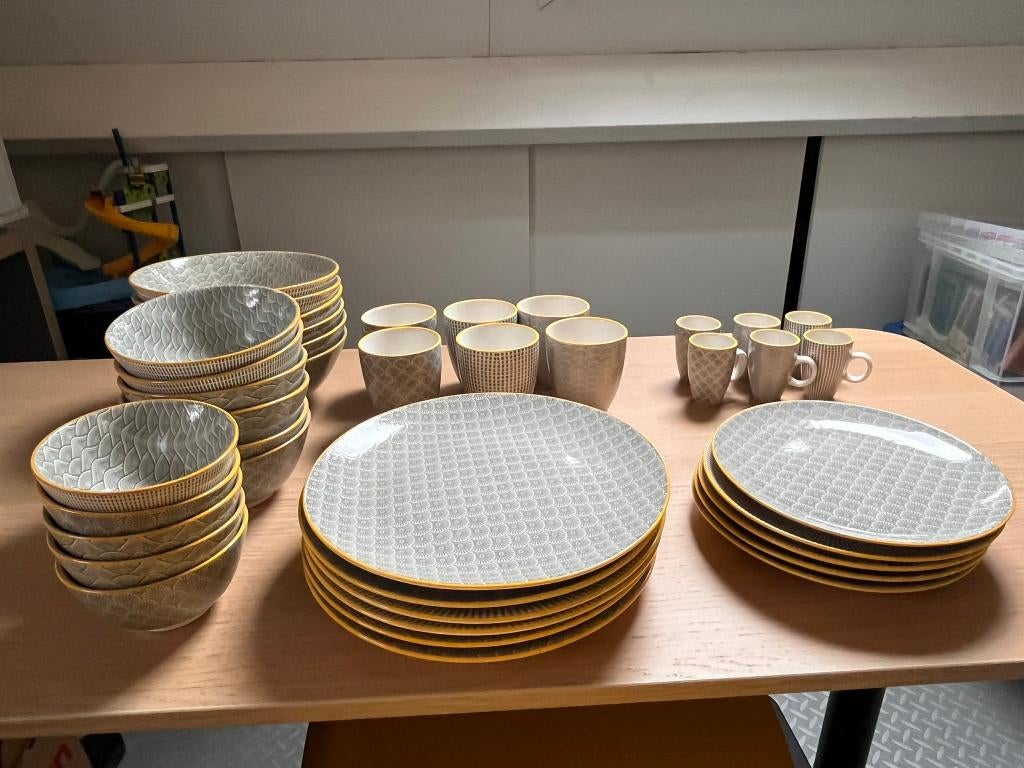 servies Björn PATTERN / versie ECLIPSE /grijs-geel, Ophalen, Gebruikt, Overige typen, Overige stijlen