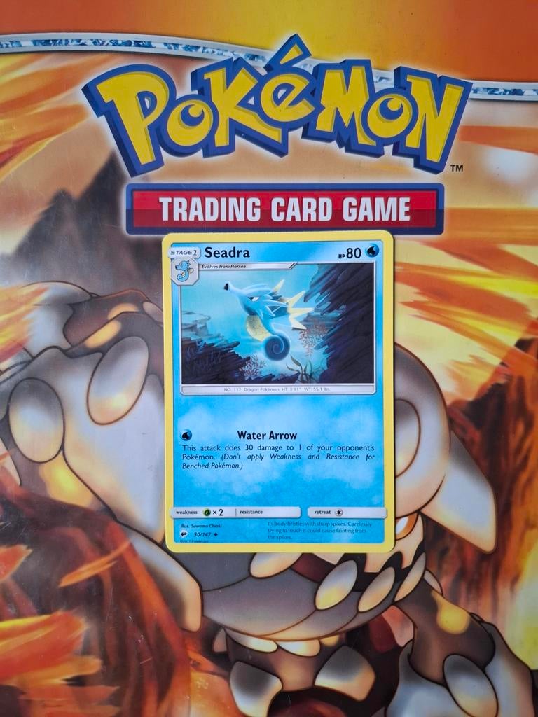 Seadra 30/147 Sun&moon Burning Shadows pokemon kaart, Ophalen of Verzenden, Gebruikt, Losse kaart