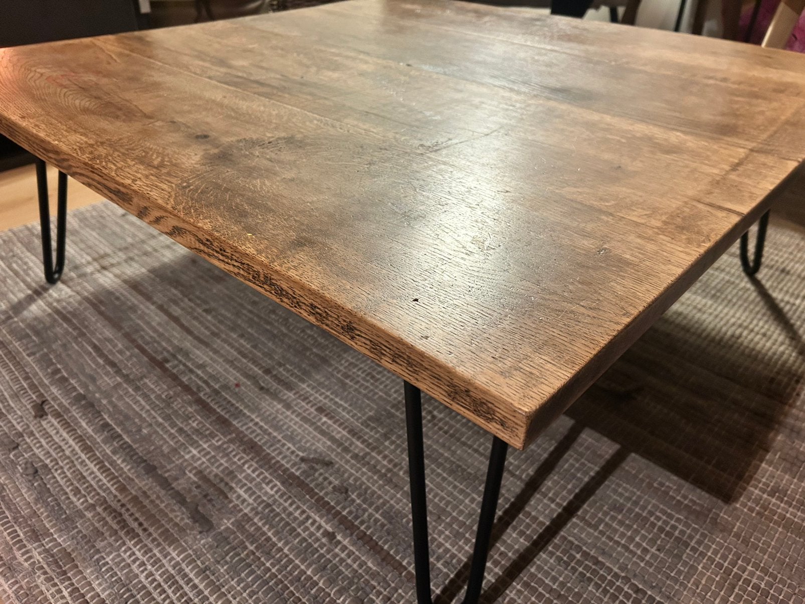 Massief houten salontafel 90x90cm, Huis en Inrichting, Ophalen, Gebruikt, 50 tot 100 cm, Vierkant
