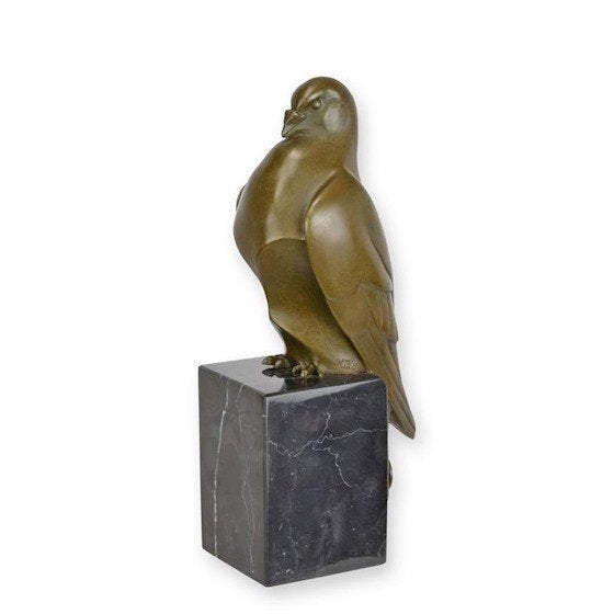 Art Deco Duif brons 18,9x8,4x5,9, Verzenden