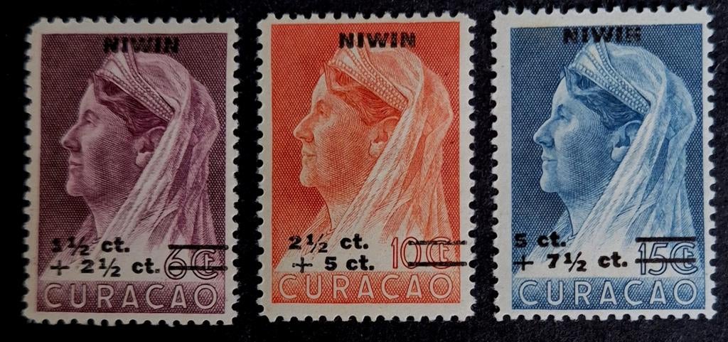 NVPH 182-184 Frankerzegels Koningin Juliana Curaçao., Postzegels en Munten, Postzegels | Nederlandse Antillen en Aruba, Ophalen of Verzenden