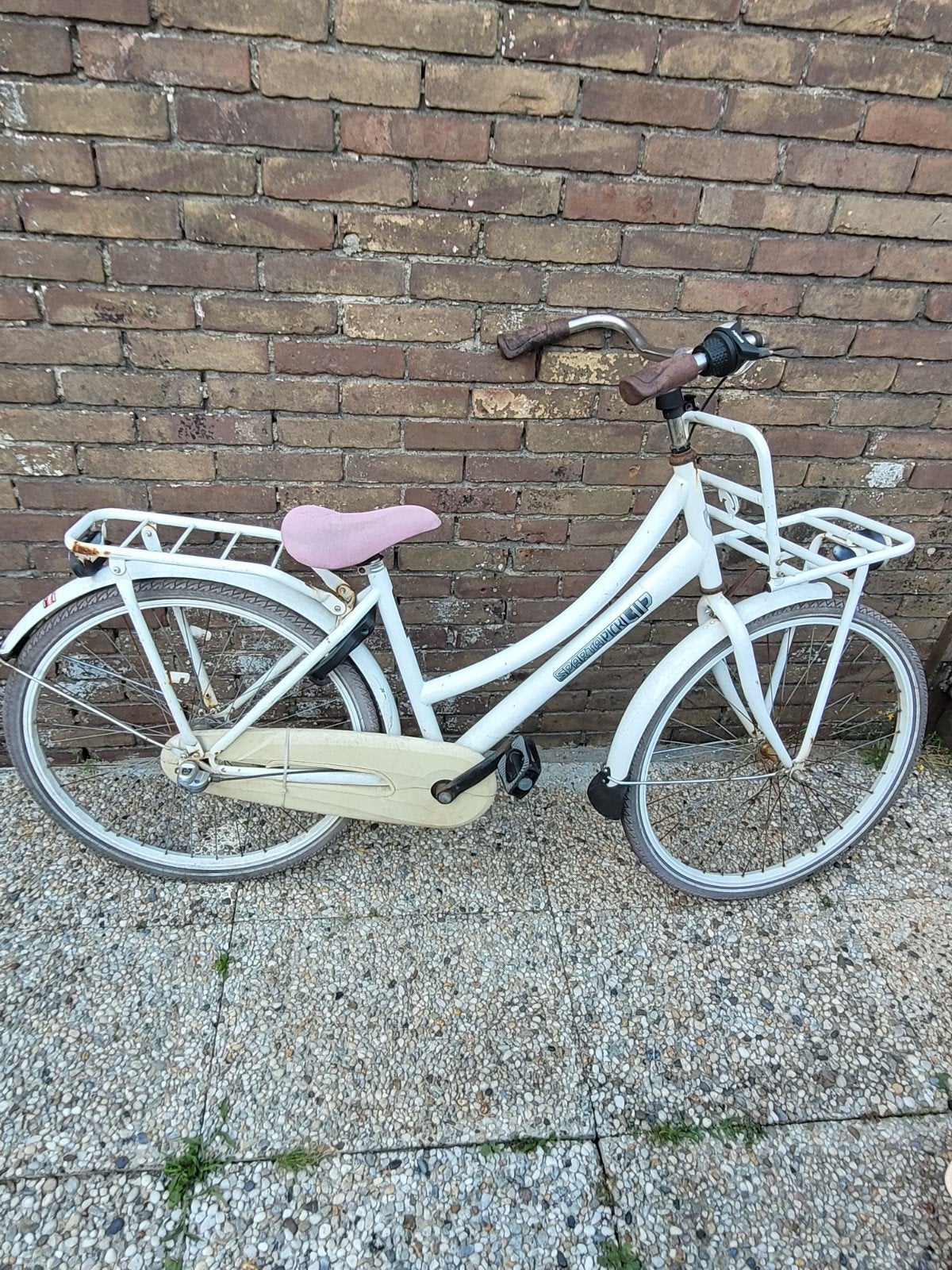 Sparta Pick-Up Meisjesfiets - Wit met Roze Zadel, Ophalen, Terugtraprem, Sparta, Gebruikt