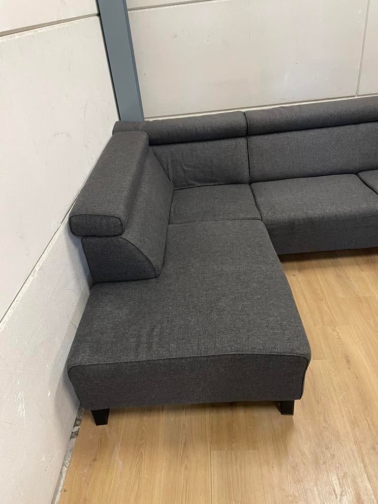 Mooie luxe grijze hoekbank met hoofdsteunen - GEREINIGD!!!, Huis en Inrichting, Banken | Bankstellen, Ophalen, 250 tot 300 cm