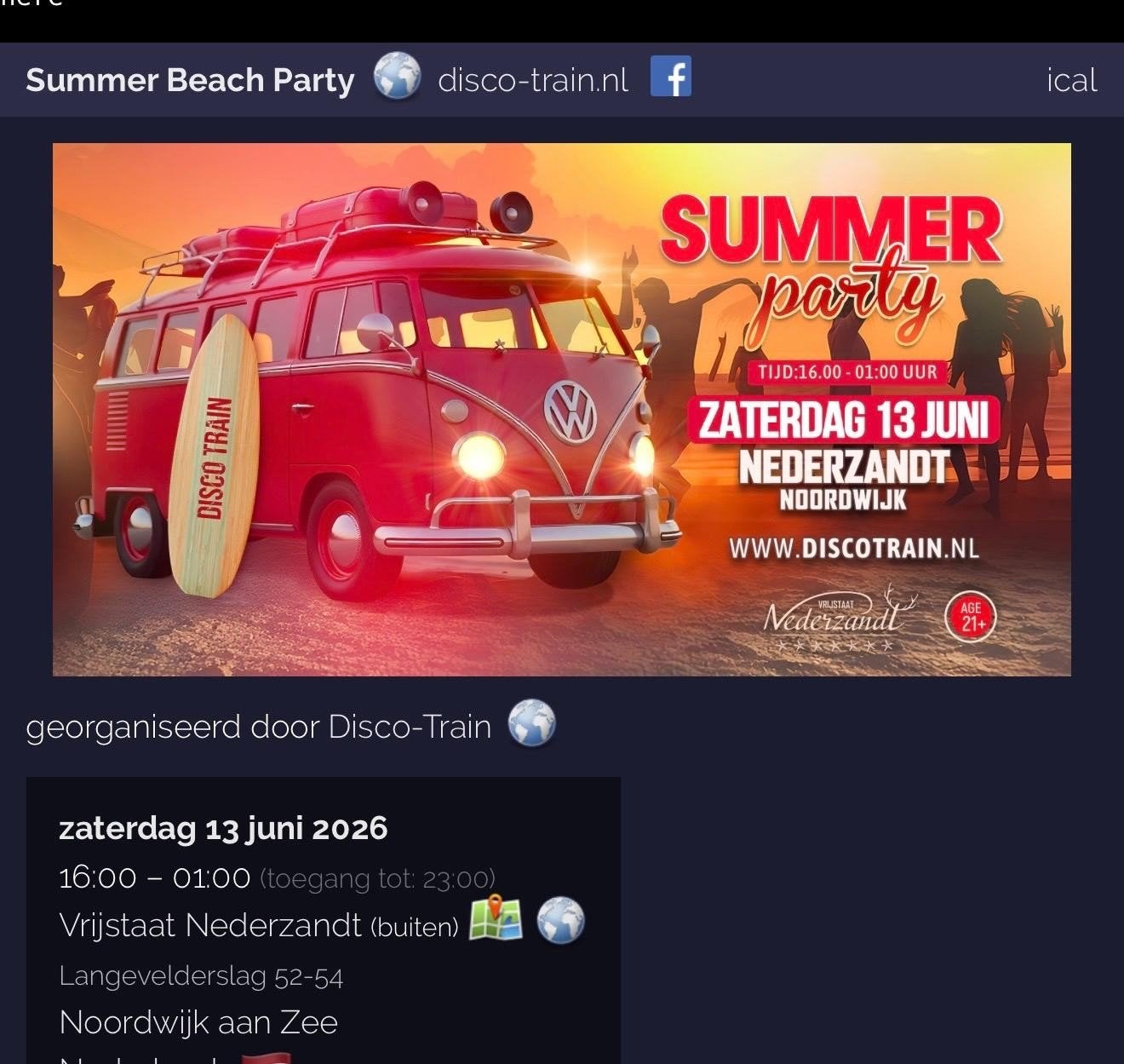 2 Tickets voor Summer Party Noordwijk 13 juni, Twee personen