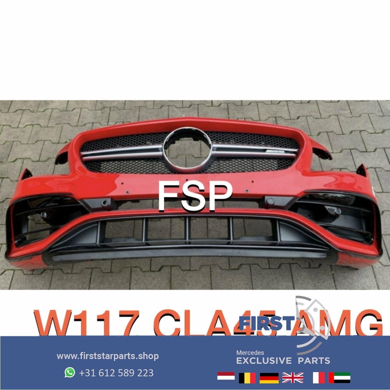 W117 C117 X117 CLA45 FACELIFT AMG VOORBUMPER ZWART WIT GRIJS, Gebruikt, -, Voor, Ophalen of Verzenden