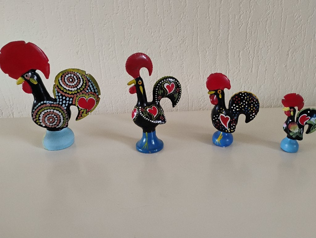 Set van 4 Portugese hanen 4 x haan Portugal oplopend in maat, Verzamelen, Beelden en Beeldjes, Ophalen of Verzenden, Zo goed als nieuw