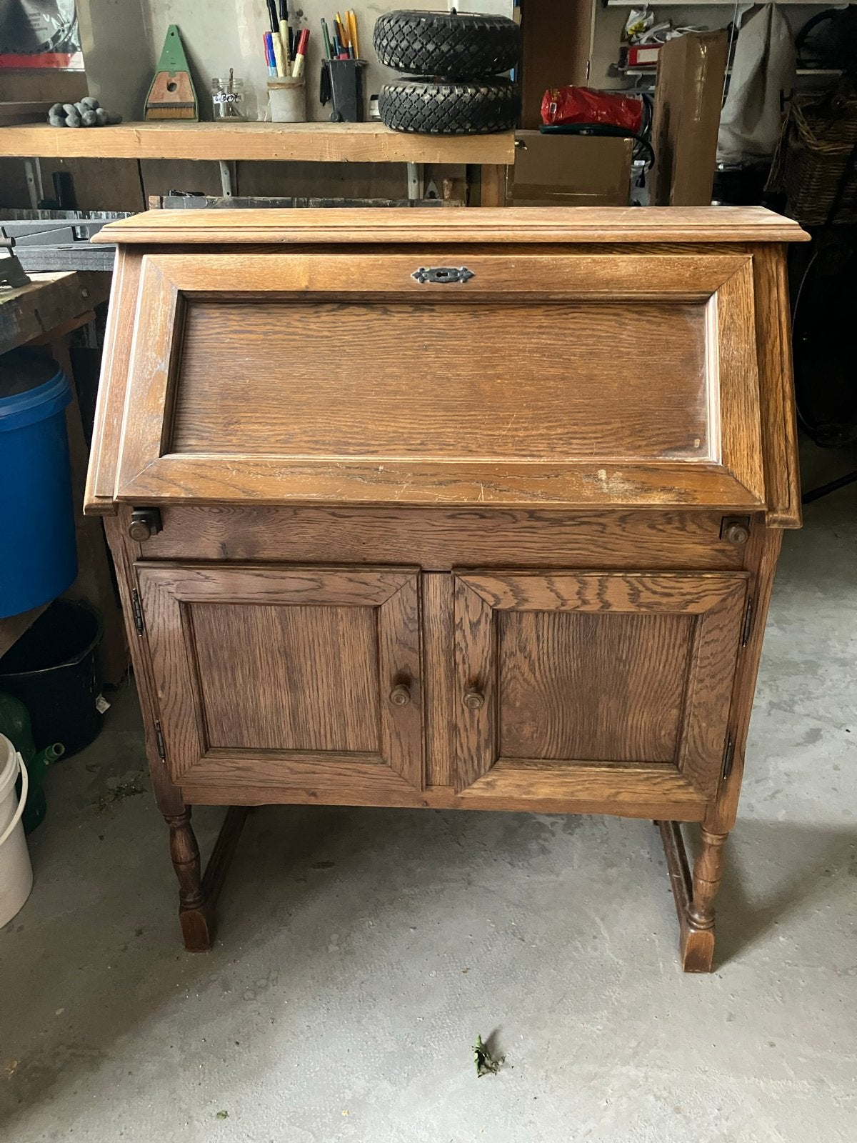 Antiek Eiken Secretaire Bureau - Opknapper, Antiek en Kunst, Ophalen