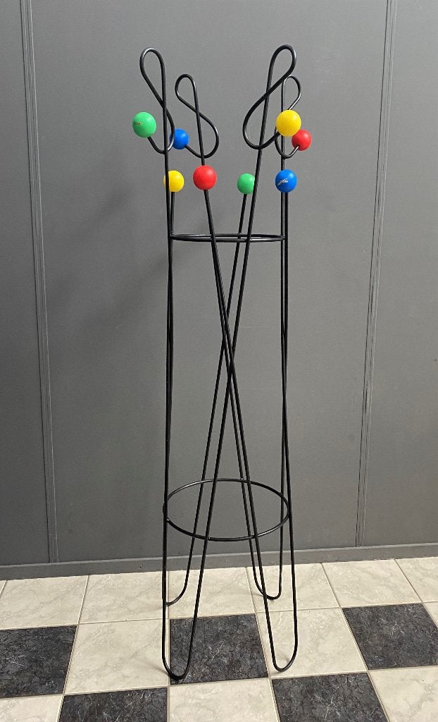 50's nr1 kapstok zwarte DESIGN Roger Feraud Clef de Sol, Ophalen, Gebruikt, Metaal, Staande kapstok