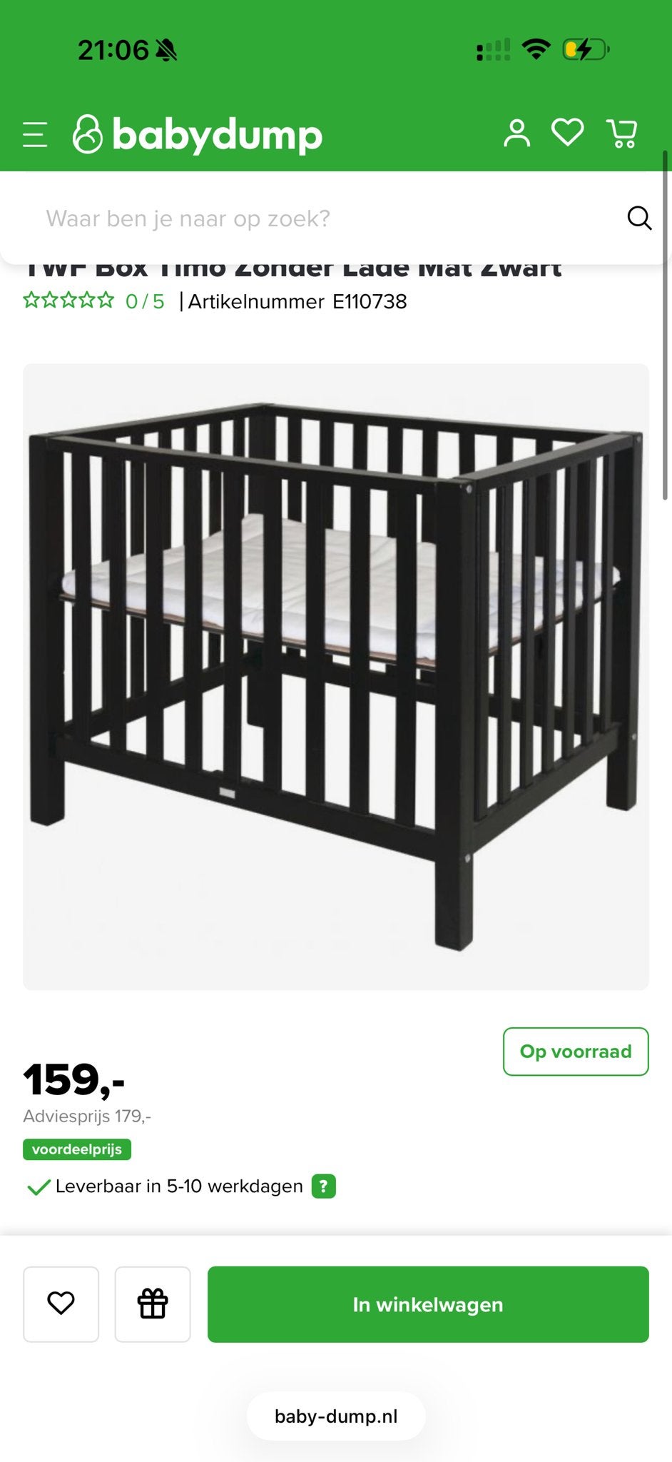 TWF Box Timo inclusief matras en 5 hoeslakens, Ophalen of Verzenden, Gebruikt, Ledikant