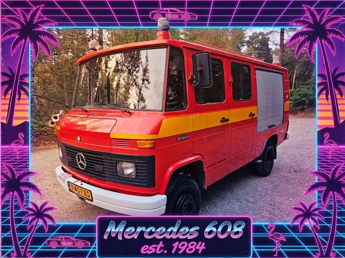 👑Mercedes🐍 608 belastingvrij Diesel camper 🚒brandweer 508, Achterwielaandrijving, Zwart, Leder en Stof, Mercedes-Benz