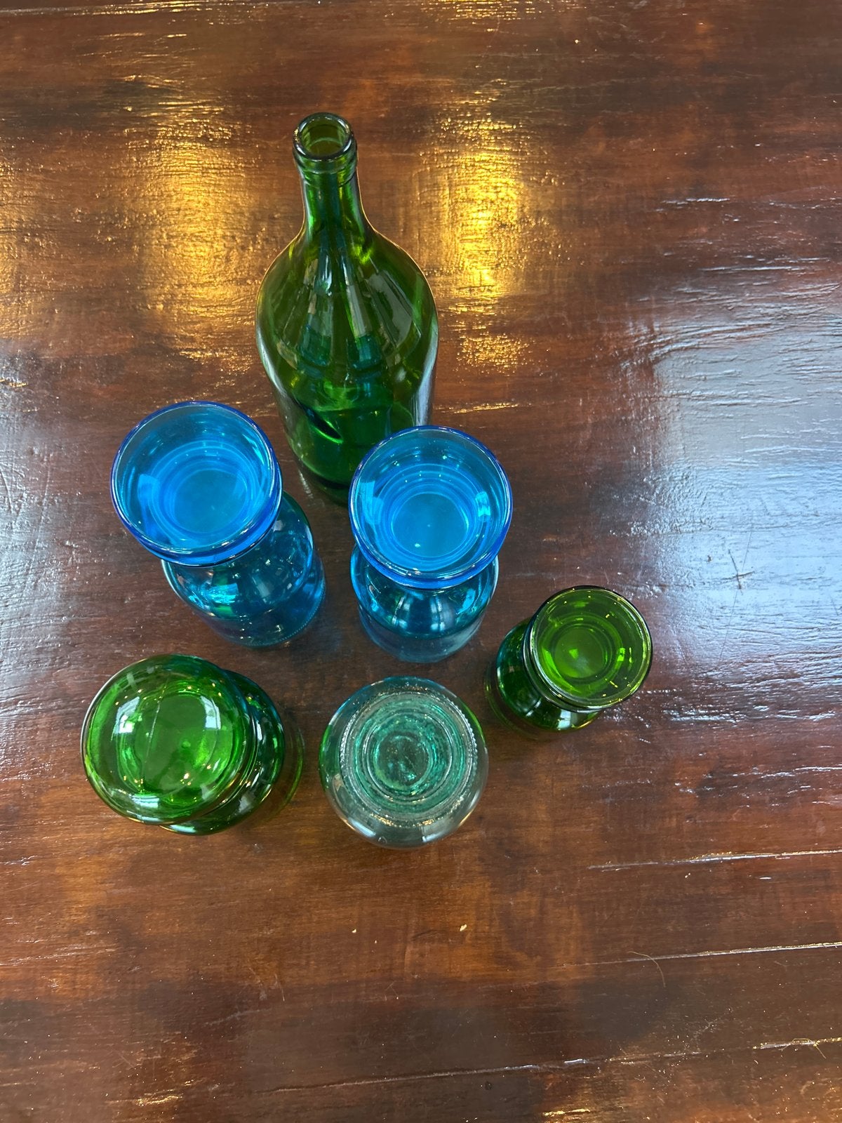 Set van 6 vintage glazen flessen en potten, Ophalen of Verzenden