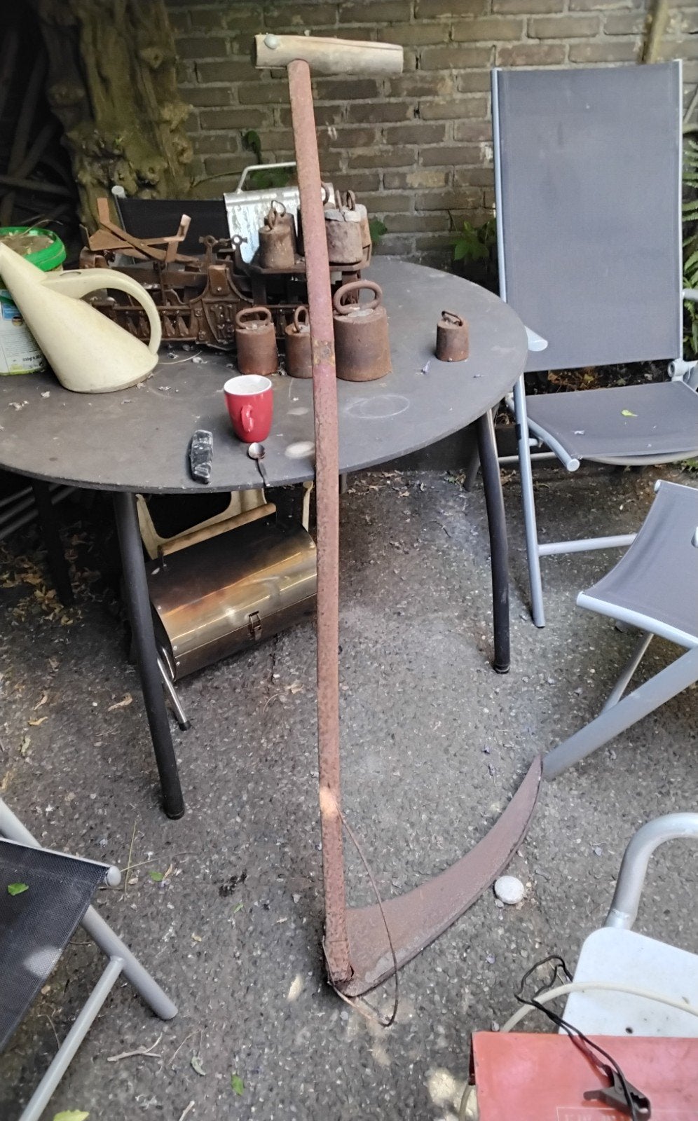 Zeer oude zeis met 3 haarstokken (om te slijpen), Ophalen, Gebruikt, Snijgereedschap