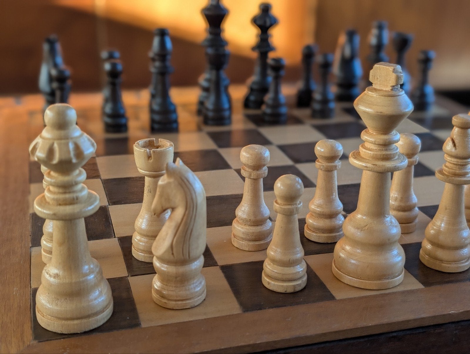 XL Handgemaakt Schaakspel hout uit de Jaren '70, Hobby en Vrije tijd, Gezelschapsspellen | Bordspellen, Een of twee spelers, Ophalen of Verzenden
