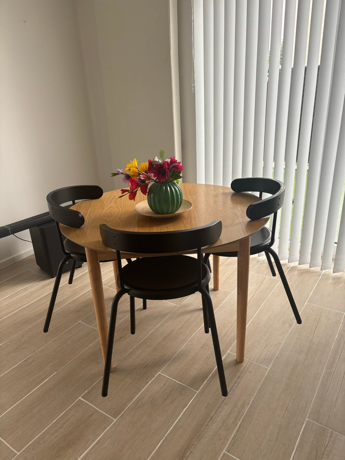Ronde eettafel Ø110/110x200(uitschuifbaar), Ophalen, 100 tot 150 cm, Rond, Zo goed als nieuw